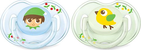 Ortodontický dudlík 2 ks Avent Classic Kluk/Ptáček - obrázek 1