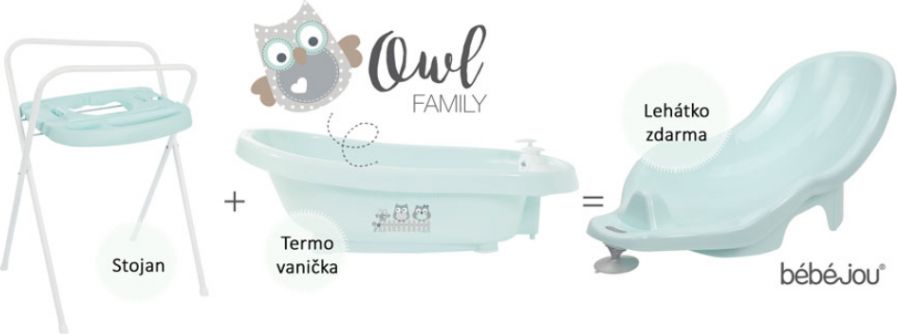 Termovanička + Lehátko + Stojan na vaničku Bébé-jou Owl Family - obrázek 1