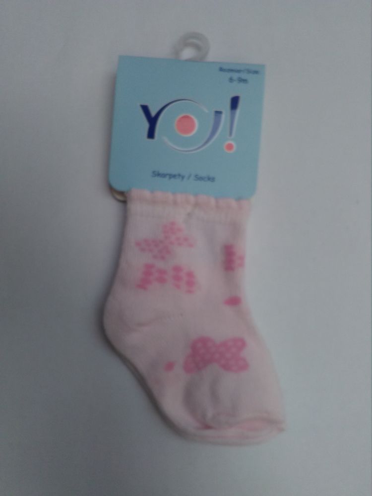 Ponožky froté Yo Pink Butterfly 3-6 měsíců - obrázek 1