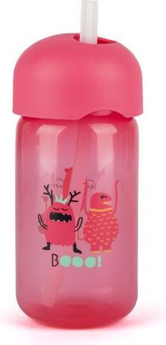 Lahvička s brčkem 340 ml Suavinex Booo Pink 2018 - obrázek 1