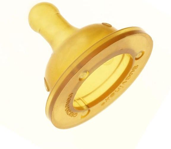 Suavinex širokohrdlá savička 3poziční latex 2 ks žlutá - obrázek 2