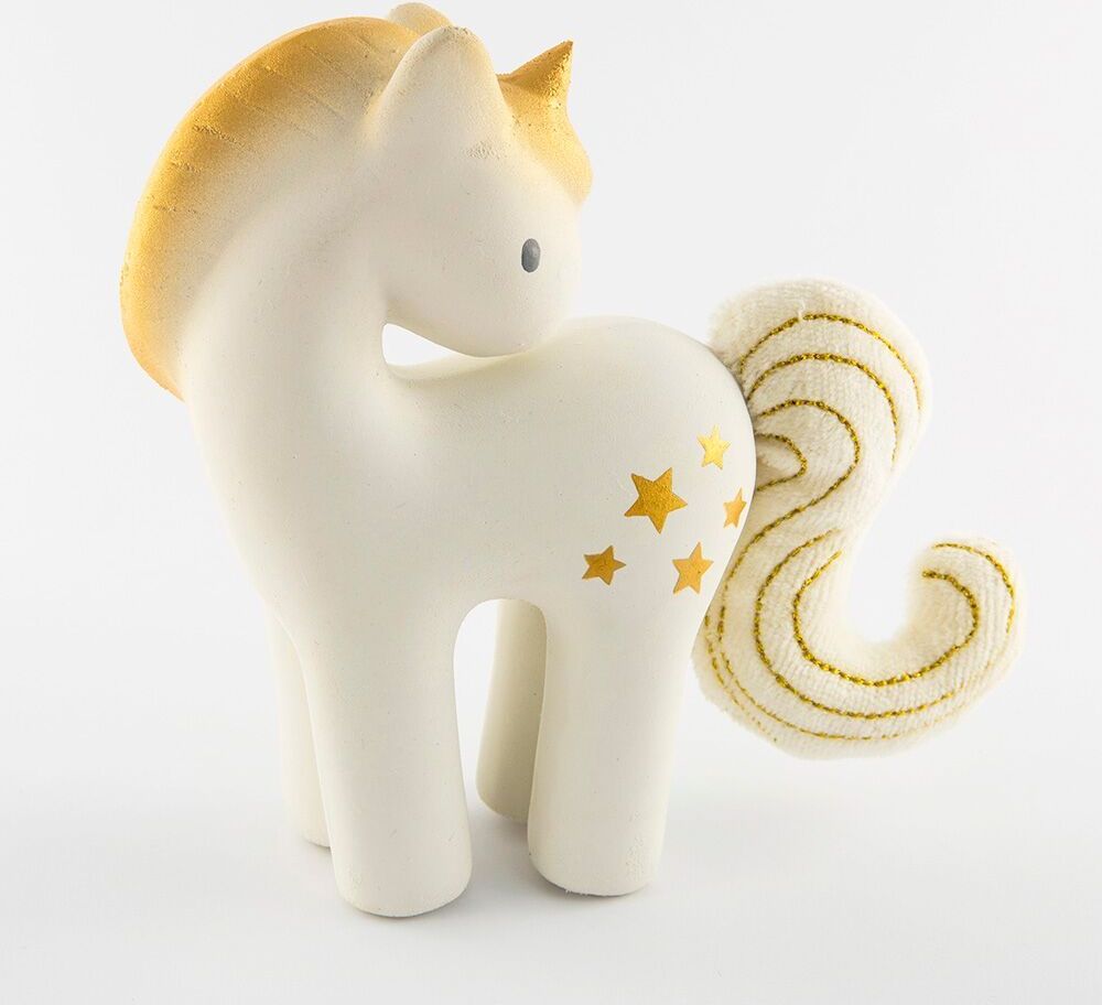 Hračka do vody z přírodního kaučuku Tikiri Yellow Unicorn - obrázek 1