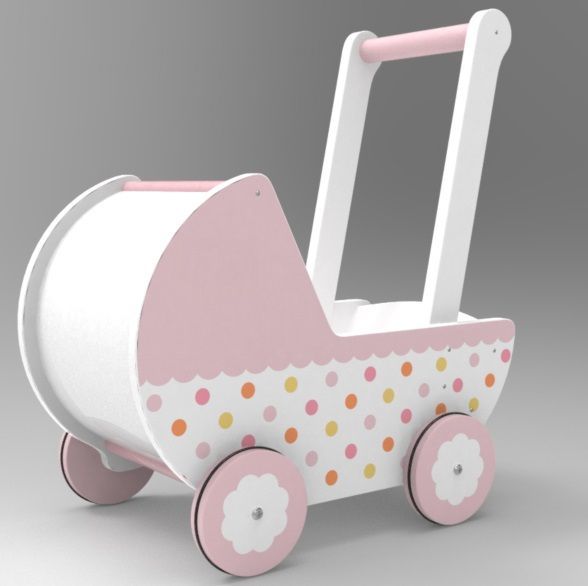 Dřevěný kočárek pro panenky Wooden Toys 102B - obrázek 1