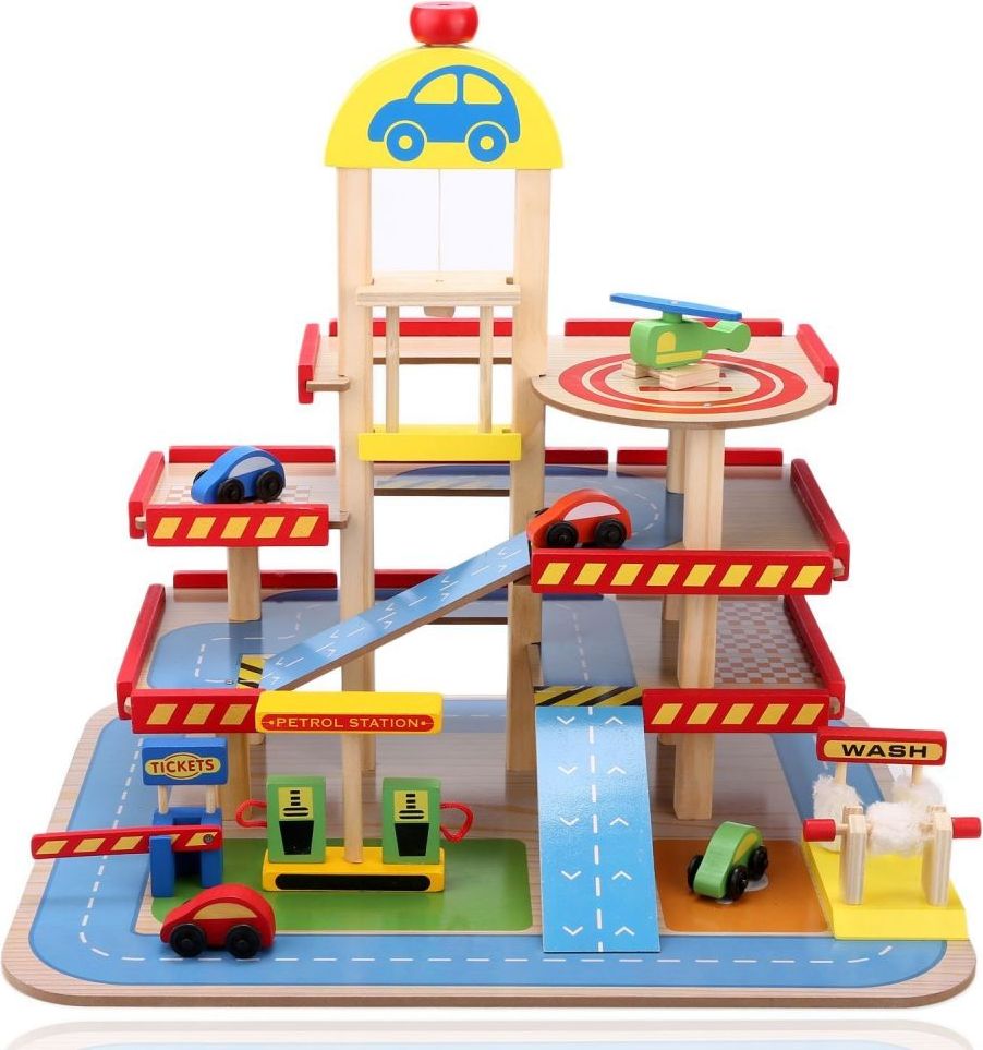 Wooden Toys Parkovací garáž barevná - obrázek 1