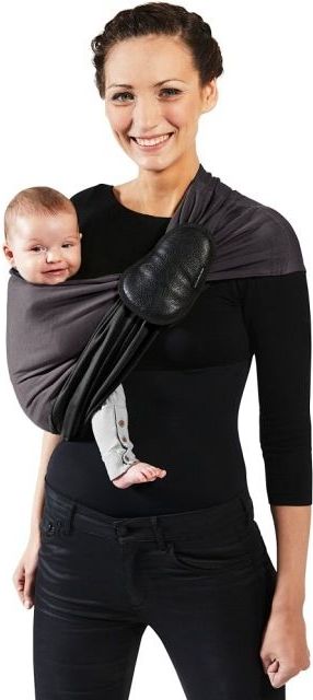Je Porte Mon Bebe Šátek na nošení dětí bez uzlu Little Baby Wrap Without a Knot Charcoal Grey / Black 2019 - obrázek 1
