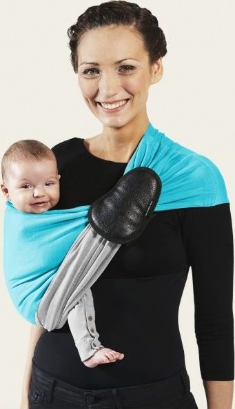Je Porte Mon Bebe Šátek na nošení dětí bez uzlu Little Baby Wrap Without a Knot Turquoise / Mottled Grey 2019 - obrázek 1