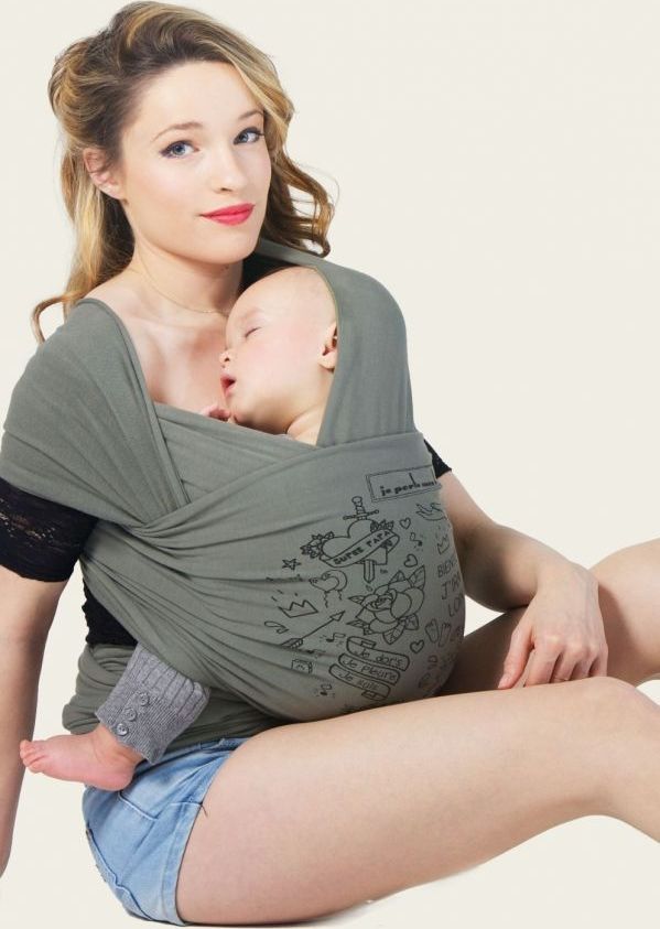 Je Porte Mon Bebe Šátek na nošení dětí Basic Tattoo Misty Green 2019 - obrázek 1