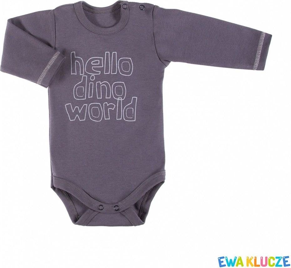 Body dlouhý rukáv Ewa Klucze Hello Dino World Graphite 80 - obrázek 1