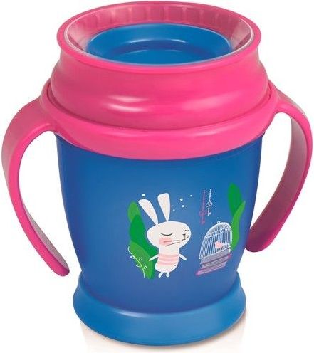 Lovi Hrníček 360 MINI Rabbit 210ml s úchyty bez BPA růžový - obrázek 1