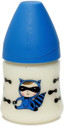 Láhev 150ml anatomická silikonová savička Suavinex MODRÁ KOČKA - obrázek 1