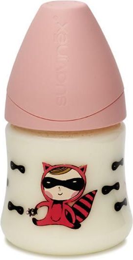 Láhev 150ml anatomická silikonová savička Suavinex RŮŽOVÁ KOČKA - obrázek 1