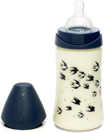 Láhev 270ml kulatá savička latex Suavinex MODRÉ VLAŠTOVKY - obrázek 1