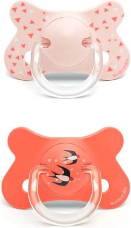 SUAVINEX Fusion dudlík anatomický, latex, +18m, 2 ks, růžová vlaštovka - obrázek 1