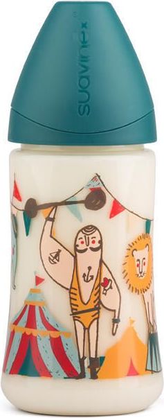 LÁHEV 270 ml ANATOMICKÁ SAV. latex Suavinex ZELENÝ CIRKUS - obrázek 1