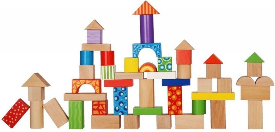 Eco Toys Sada dřevěných kostek v boxu 50 ks EcoToys - obrázek 1