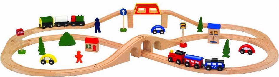Eco Toys Dřevěná vláčkodráha 49ks EcoToys - obrázek 1