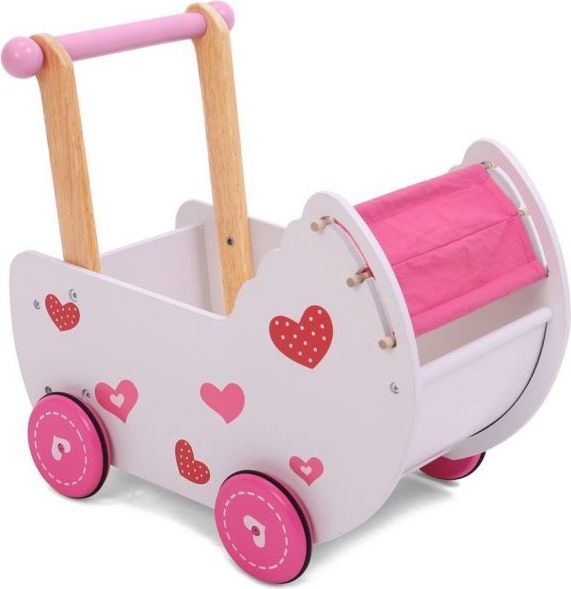 Eco Toys Dřevěný kočárek pro panenky EcoToys Red Heart - obrázek 1