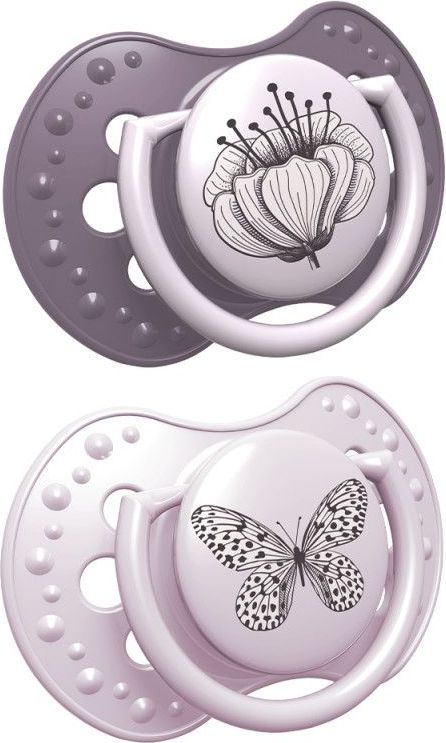 Šidítko dynamické silikonové 2 ks Lovi Botanic Pink 0-3 měsíců - obrázek 1