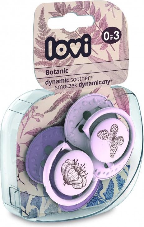 Šidítko dynamické silikonové 2 ks Lovi Botanic Pink 0-3 měsíců - obrázek 2