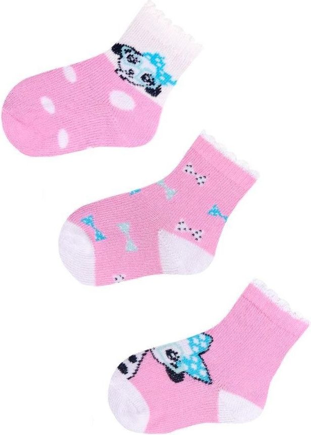 Bavlněné ponožky 3 ks Yo Pink Dalmatian 6-9 měsíců - obrázek 1