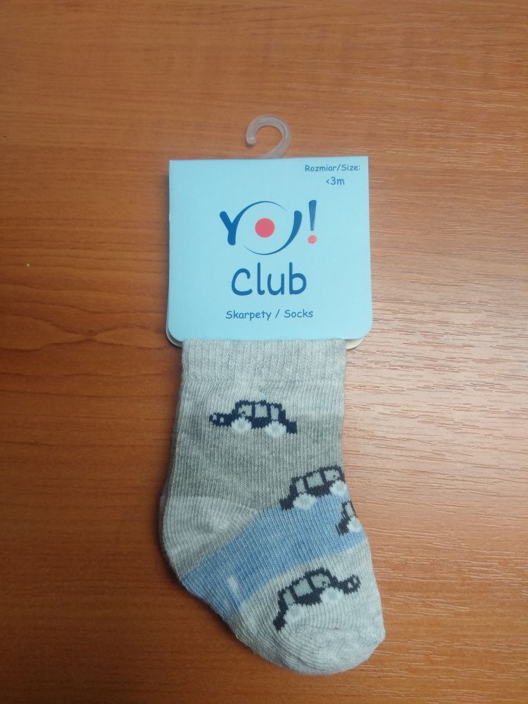 Ponožky froté Yo Grey/Blue Car 0-3 měsíců - obrázek 1