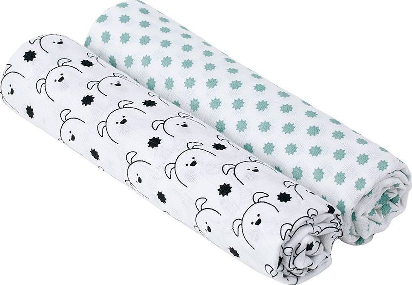 Lässig Swaddle Burp blanket 120x120 Little Chums dog - obrázek 1