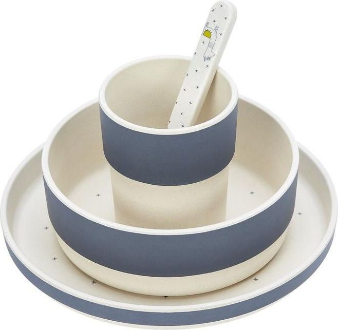 Lässig Dish Set Bamboo Glama Lama blue - obrázek 1