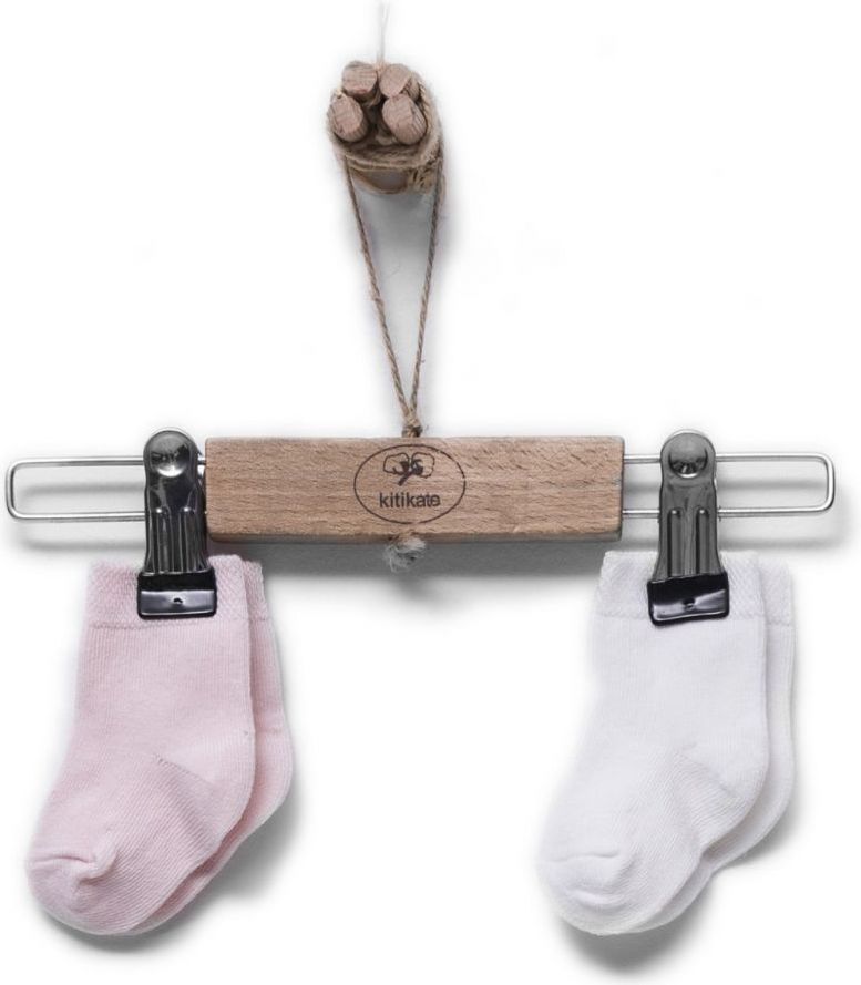 Bavlněné ponožky 2 páry Kitikate Organic White-Pink 18-24 měsíců - obrázek 1