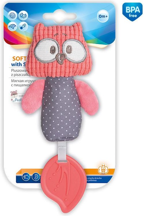 Plyšová pískací hračka s kousátkem Canpol Pastel Friends Sovička - obrázek 2