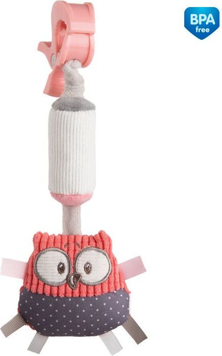 Plyšová hračka se zvonečkem a klipem Canpol Pastel Friends Sovička - obrázek 1