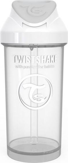 Twistshake Láhev s brčkem 360 ml 12+m Bílá - obrázek 1