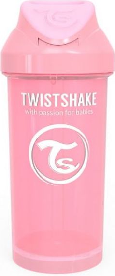 Twistshake Láhev s brčkem 360 ml 12+m Pastelově růžová - obrázek 1