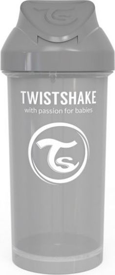 Twistshake Láhev s brčkem 360 ml 12+m Pastelově šedá - obrázek 1