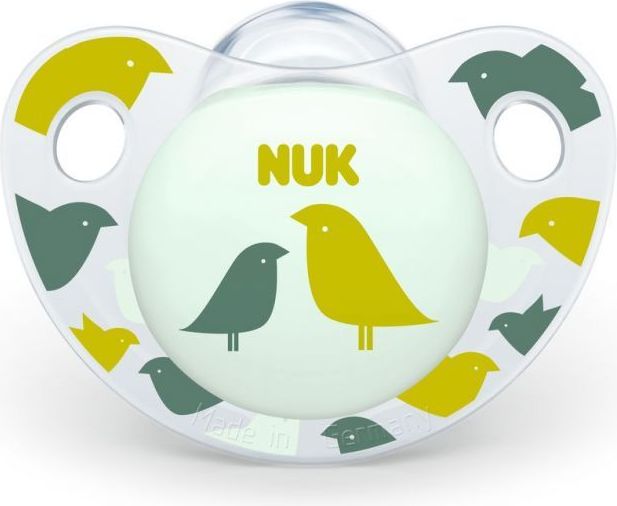 Silikonové šidítko Nuk Trendline Birds Green 0-6 měsíců - obrázek 1