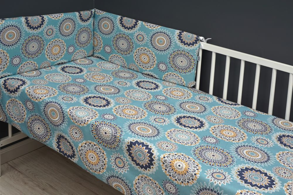 Povlečení do postýlky LittleUp Mandala Aqua 2-dílné - obrázek 1