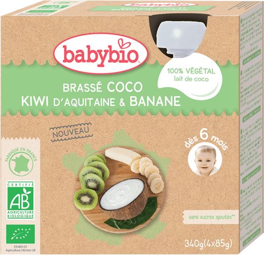 BabyBio svačinka s kokosovým mlékem - kiwi a banán 4 x 85 g - obrázek 1