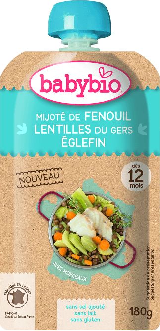 BabyBio kapsička denní menu fenykl s treskou skvrnitou a čočkou 180g - obrázek 1