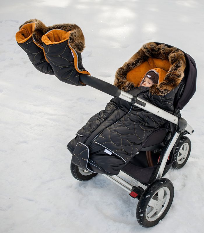 LITTLE ANGEL Rukavice na kočár DE LUXE pár pudrová kašmírový prošev/pudrová - obrázek 2