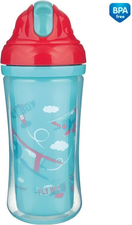 Canpol babies Sportovní láhev se slámkou Fly Boy - tyrkysová, 260 ml - obrázek 1