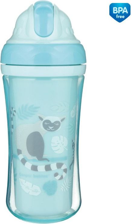 Sportovní láhev se silikonovou slámkou 260 ml Canpol Jungle Blue 2019 - obrázek 1