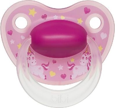 Šidítko anatomické silikonové Bibi Unicorn Pink 0-6 měsíců - obrázek 1