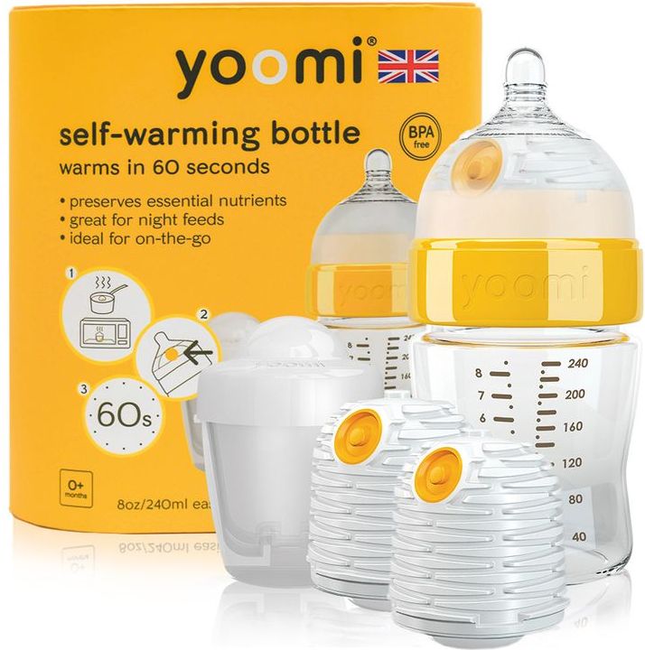 Yoomi Kojenecká láhev 240 ml, 2 x ohřívač, dudlík a nádoba na ohřívač - Y18B2W1P - obrázek 1