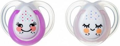 Silikonové šidítko 2 ks Tommee Tippee Night Time Pink Faces 0-6 měsíců - obrázek 1