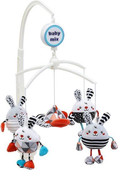 Plyšový hudební kolotoč BabyMix Multicolor Rabbits - obrázek 1