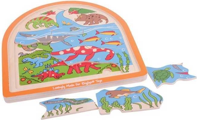 Bigjigs Toys dřevěné vícevrstvé puzzle Dinosauři - obrázek 1