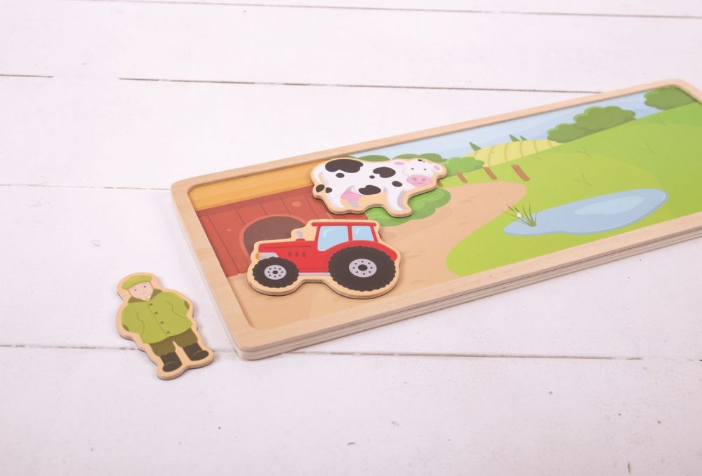 Puzzle magnetické - Farma na desce dřevěné (Bigjigs) - obrázek 2