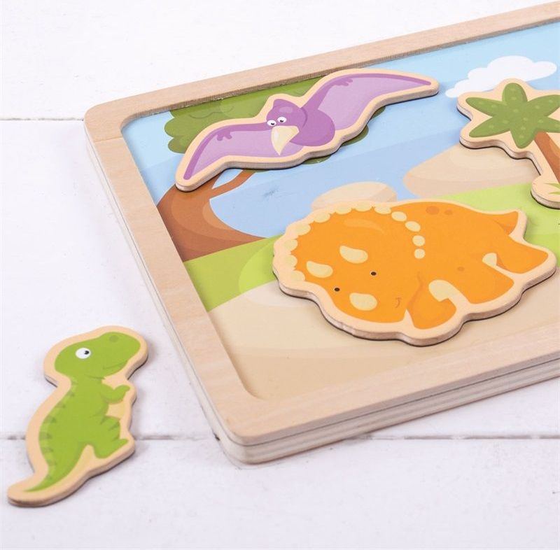 Puzzle magnetické - Dinosauři na desce dřevěné (Bigjigs) - obrázek 2