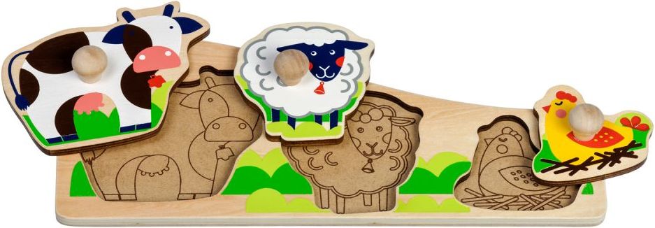 Dřevěné puzzle Lucy&Leo Friends Animals on a farm - obrázek 1