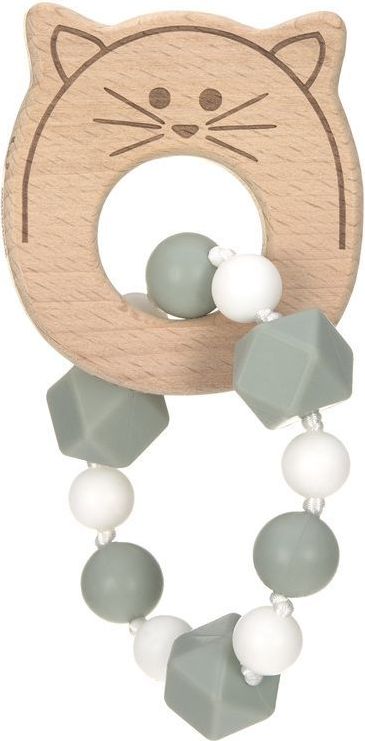 Lässig 4babies Kousátko Bracelet Wood/Silicone Little Chums cat - obrázek 1