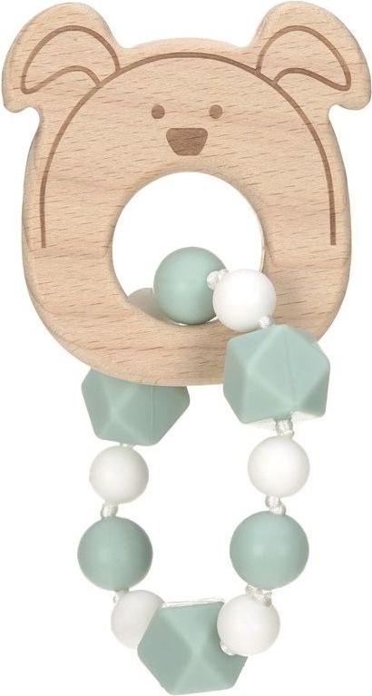 Lässig 4babies Kousátko Bracelet Wood/Silicone Little Chums dog - obrázek 1